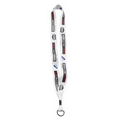 1" Polyester Dye Sublimated Lanyard w/ Metal Crimp & Metal Split Ring